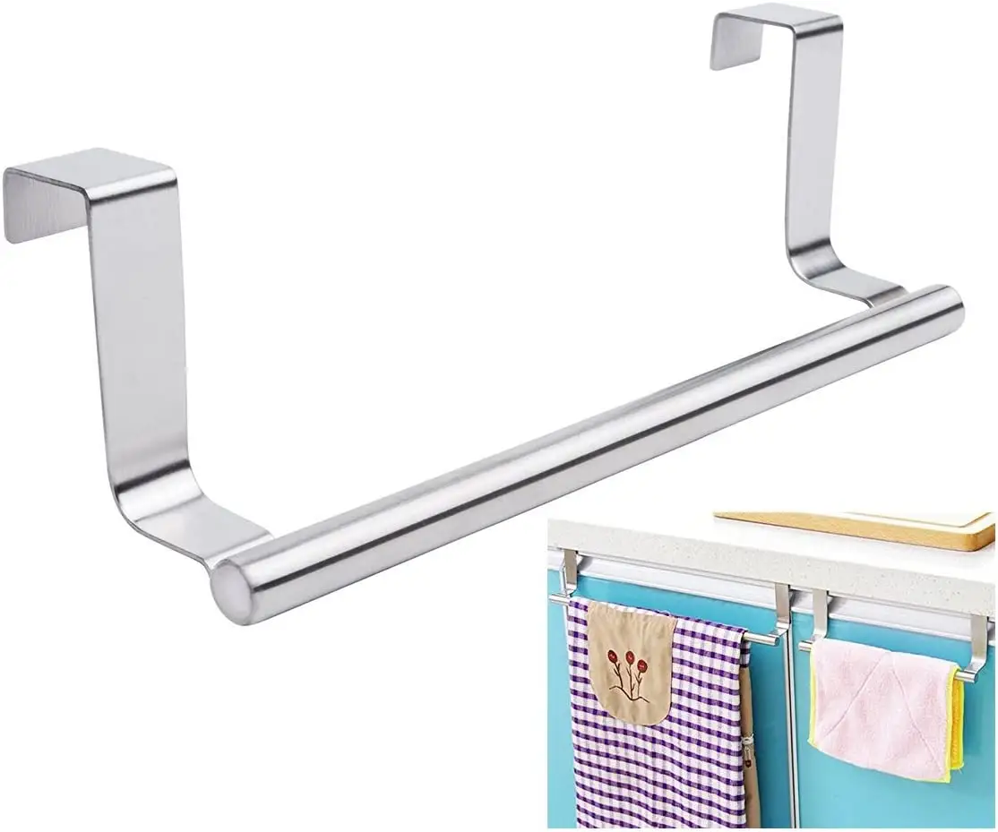 Stainless Steel Over Door Towel Rack Bar Holders For Universal Fit On Cabinet Cupboard Doors Over Cabinet Towel Bar Black