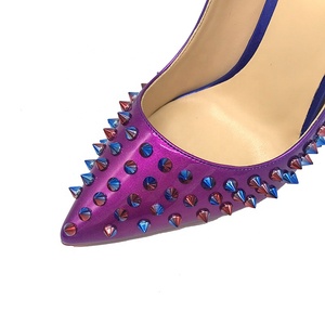 Rivetti sfumati blu viola con punta a punta su misura <span class=keywords><strong>scarpe</strong></span> con tacco alto da donna Sexy 12cm/10cm/8cm/6cm - Product Image 5