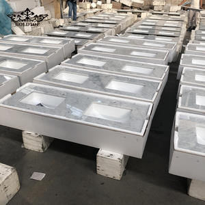 ท็อปห้องน้ำหินอ่อนคาร์ราร่าสีขาวโกลด์ท็อป ทันสมัย เป็นมิตรกับสิ่งแวดล้อม กันน้ำ สำหรับโรงแรม ขายส่ง - Product Image 2