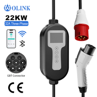 Chargeur de voiture portable OLINK certifié CE 22 kW avec connecteur GBT, 32A, courant triphasé réglable, avec prise industrielle