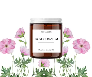 Aroma Candle With Essential Oil Rose Geranium 100 Grams Customized Luxury Scented Candles Soy Candles Premium Quality