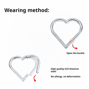 G23 <b>Titanium</b> Heart Seamless <b>Ring</b> with CZ or Plain Design | Hypoallergenic Hinged Clicker for Daith Septum Cartilage Piercing - Product Image 6