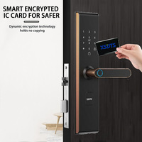Serrure de porte intelligente biométrique Z16 Works Tuya Smart Home avec empreinte digitale, carte-clé, mot de passe temporaire sécurisé, connectivité Wi-Fi, Cloud, Acier/Verre