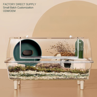 Cage à hamster en cristal de 62 cm, empilable, transparente, avec cadre en fer, habitat pour hamster, ouverture frontale, petite maison pour animaux de compagnie, plateau en plastique