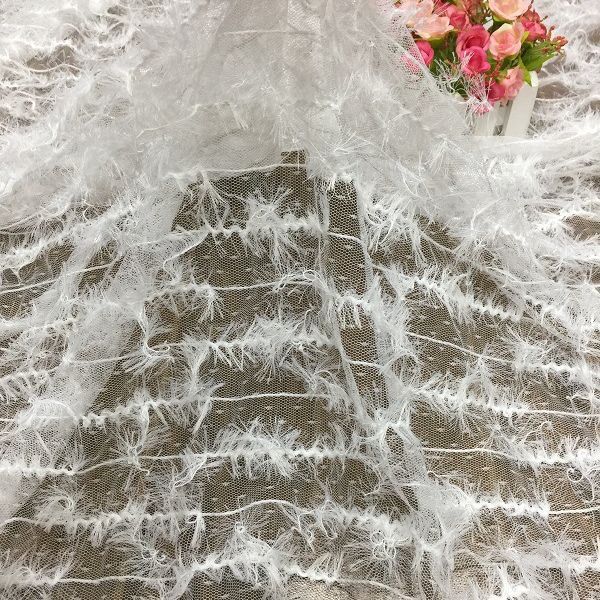 New Soft Dot Jacquard Embroidered Mesh 3D Embroidered Feather Women's and Children's Clothing Bag Fabric