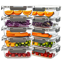Fiambrera hermética de cristal para cocina al por mayor, Juego de contenedores de cocina, almacenamiento hermético de alimentos, contenedores de almacenamiento para alimentos
