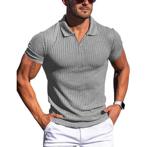 Camiseta Casual de Verano para Hombre, Estilo Europeo Americano, de Lona con Spandex/Poliéster, Estampado de Leopardo, Cuello en V, Anti-Pilling, 100g - Product Image 5