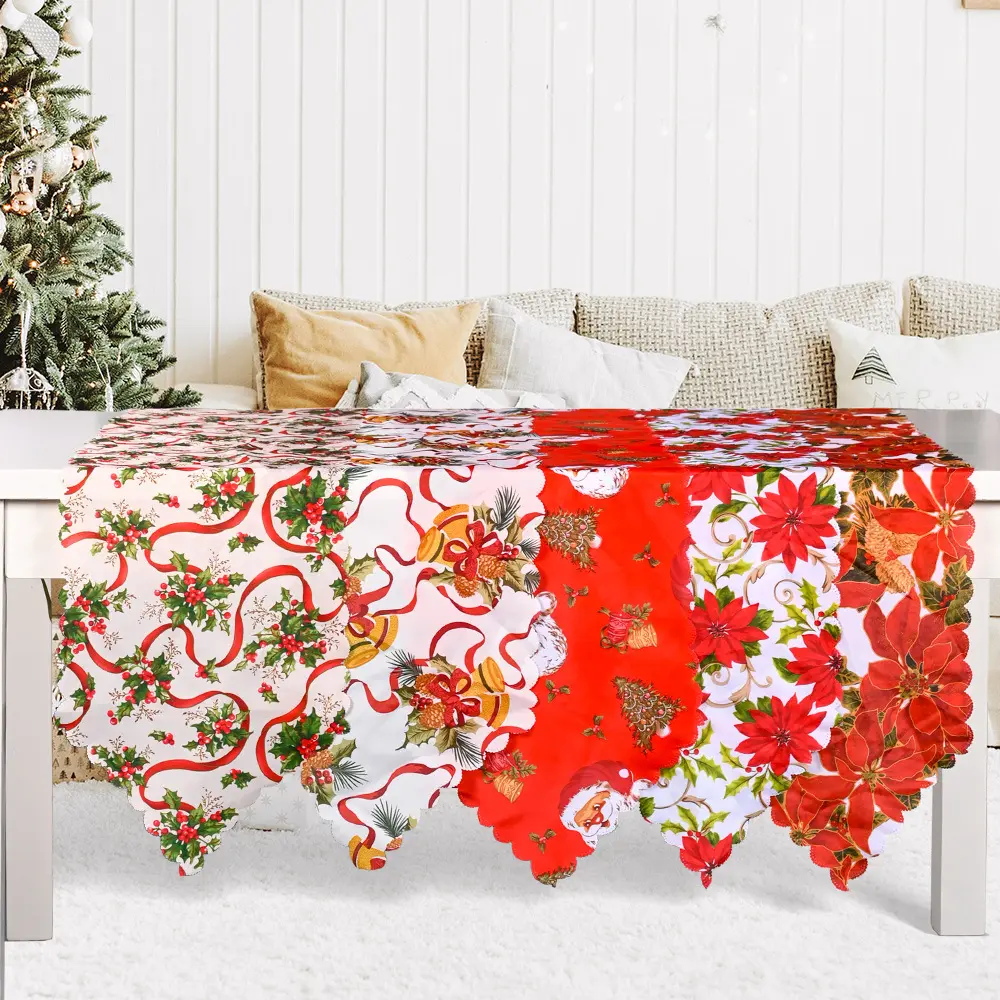 Christmas cotton and linen plaid table flag innovative New Christmas decoration restaurant table tablecloth tea table