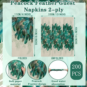 Serviettes de toilette jetables décoratives en <span class=keywords><strong>papier</strong></span> motif paon <span class=keywords><strong>pour</strong></span> mariages, fêtes et événements estivaux - Product Image 3