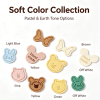 Étiquettes en microfibre douce en forme d'animaux, étiquettes en cuir de couleur pastel pour vêtements d'enfants et projets de bricolage faits main