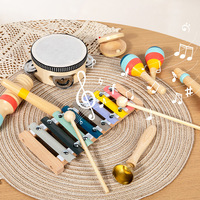 Wooden Percussion Instrument Set Kids Early Education Toy Enlightenment Auditory Perception Rhythm Training Aid