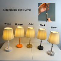 Lampe de table sans fil rechargeable portable, lampe à intensité variable, lumière de chevet réglable en hauteur, lumière plissée en laiton antique