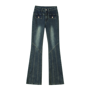 Automne Vintage taille haute micro-<span class=keywords><strong>jean</strong></span> court pour femmes <span class=keywords><strong>petit</strong></span> homme maigre Stretch Denim pantalon à la mode tout-en-un maigre - Product Image 1
