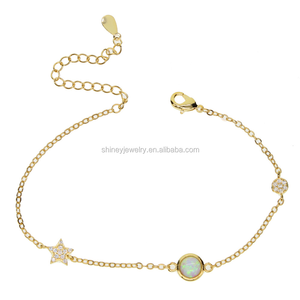 <span class=keywords><strong>Bracelet</strong></span> couleur argent or pour jeune fille, nouvelle collection de bijoux artisanaux, pierres d'opales, breloques en forme d'étoile, vente en gros, tendance - Product Image 1