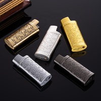 Vente en gros de housses pour briquet en métal doré, étui à briquet, accessoires pour fumeurs, mini taille moyenne et grande