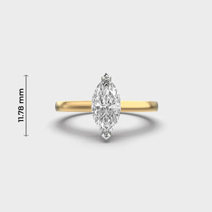 Bague de fiançailles APRICOT JEWELS 1CT avec diamant de laboratoire taille marquise |   Solitaire en or 14 carats certifié IGI, style hip-hop - Product Image 4