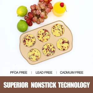 صينية خبز كبيرة من جوهو بيكينج لـ 6 قطع مافن، عبوة من قطعتين، صواني كب كيك غير لاصقة، فولاذ سمك 0.5 ملم، قطر 3.5 بوصة، ملاعق خبز ذهبية كبيرة - Product Image 3