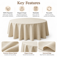 Nappe ronde en polyester unie tissée pour mariage, banquet, hôtel, restaurant – Taille personnalisée