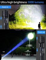 Lampe torche LED COB super lumineuse 100000 Lm, zoomable, rechargeable, avec fonction de banque d'alimentation d'urgence, pour extérieur, longue portée