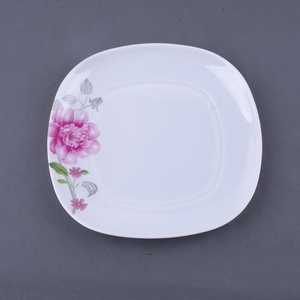 Vaisselle écologique en gros, incassable, motif aléatoire, décalcomanie de fleurs blanches, moins cher, <span class=keywords><strong>assiette</strong></span> <span class=keywords><strong>carrée</strong></span> en mélamine de 10,5 pouces - Product Image 6