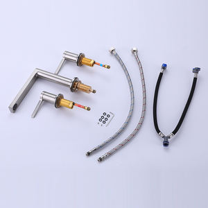 Kidinux CUPC in ottone spazzolato rubinetto di vanità bagno 3 fori con scarico a scomparsa e linee di alimentazione - Product Image 5