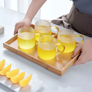 Taza de vidrio martillado con asa de color y diseño de frutas, para té y café, estilo oriental simple para adultos, ideal para el té de la tarde. - Product Image 2