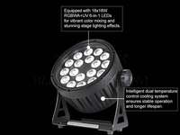Projecteurs LED Slim Par Scène IP65 Étanche 18x18W RGBWA UV 6en1 avec Écran Tactile et Contrôle DMX pour DJ et Discothèque