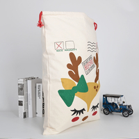 Sac de Noël personnalisé en toile avec cordon de serrage, motif renne, pour livraison spéciale de Noël, grand sac cadeau réutilisable pour les fêtes de fin d'année