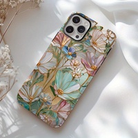 Étui de téléphone Lijiluo deux-en-un avec anneau magnétique en film floral, protection de l'objectif, antichoc, anti-traces de doigts, protection à 360°