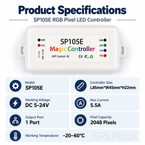 โมดูลนีออนเฟล็กซ์ตกแต่งสำหรับจัดแสดงสินค้าปลีก แบบ LED Tape Configurations ใช้ SP105E สำหรับโปรแกรม Pixel Strip หลายเอฟเฟกต์ - Product Image 3