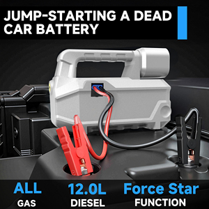 Démarreur de secours 12V 10000mAh avec pompe à air 150psi, démarrage puissant pour moteurs diesel jusqu'à 12,0L, gonfleur de pneus numérique sans fil - Product Image 2