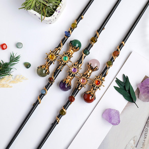 Vente chaude artisanale cristal baguette magique sphère en pierre naturelle avec manche en bois conçu pour les enfants cadeau - Product Image 6