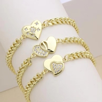 Bijoux de mode Bracelet 14k en gros Maille cubaine Zircon Cœur animal Hiphop Femme Soirée Laminado Pulseras