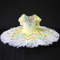 T0231 robe de Ballet jaune à manches courtes en dentelle, Design Original, vente en gros, Tutu