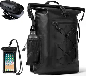 Motorcycle Waterproof Motorcycle Backpack Tail Bags Travel Saddlebags 35L Duffle Bags PVC 500D Waterproof Dry Bags
