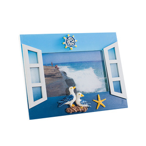 Cadre photo style méditerranéen avec motif de mouette, 6 pouces, rectangulaire, ornement décoratif pour chambre à coucher, bureau, étagère - Product Image 4