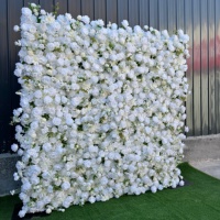 2024 Neue 5D Blumenwand Weiße Seidenrosen Reißverschluss-Blumenwand 8x8 für Hochzeitsdekorationen