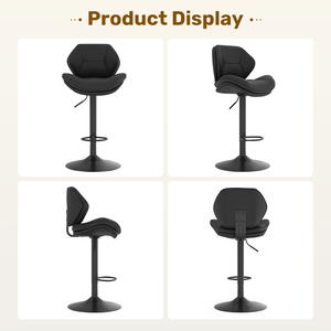 Modern <b>Adjustable</b> <b>Height</b> Swivel Bar <b>Stool</b> with Backrest Double-Layer Cushion PU Leather Bar Chair for Kitchen Island Pub Counter - Product Image 6