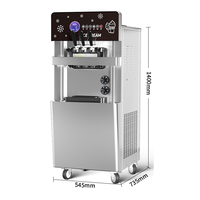 Machine à crème glacée silencieuse avec nettoyage en un clic, pré-refroidissement sans entretien pendant 7 jours pour bar à jus, boulangerie et snack-bar