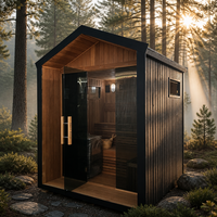 Nikmati Ruang Sauna Listrik Luar Ruangan Besar yang Dapat Disesuaikan, Terbuat dari Kayu Cedar Kanada Solid, untuk Halaman Belakang Villa, 9KW Uap Kering, Garansi 1 Tahun