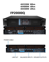 Kit Penguat Daya Subwoofer Audio FP20000q, Penguat 4 Saluran 2500W*4, Penguat Audio 4 Saluran