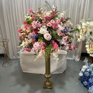 Boule de fleurs artificielles IFG de 80 cm, rose blush, fuchsia, violet, couleurs mélangées, printemps, pour décoration de centre de table de mariage - Product Image 3