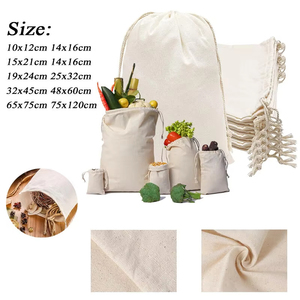 Wholesale Custom Logo Size Double <b>String</b> Cotton Canvas Drawstring <b>Bag</b> Candy Gift Package Storage Pouch Reusable Muslin <b>Bags</b> - Product Image 2