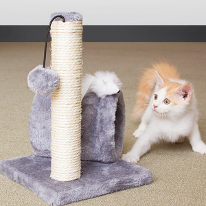<b>Cat</b> <b>Scratching</b> <b>Post</b> With Sisal Rope And Plush Tunnel <b>For</b> Kitten Play And Claw Care 1 Level Solid Color Pet Supplies - Product Image 4