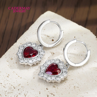 Boucles d'oreilles clous en argent S925, rubis de laboratoire rouge sang de pigeon, prix de gros, pour femmes, fiançailles, mariage, avec moissanite, collier et bague