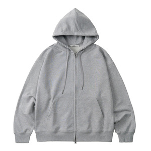 เสื้อฮู้ดดี้ผ้าฝ้ายสีเทาเรียบง่ายสไตล์ Healy แขนยาวสำหรับฤดูใบไม้ร่วง เสื้อสเวตเชิ้ตแบบ unisex พร้อมเชือกผูก ซิปคู่ กันลม - Product Image 2