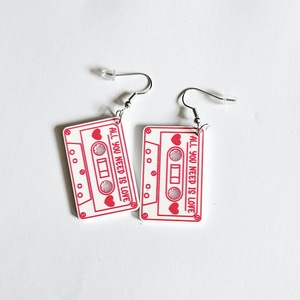 ต่างหูแบบห้อยสีชมพูวินเทจต่างหูสำหรับผู้หญิงผู้หญิงงานเทศกาลติดเครื่องเล่นเกมย้อนยุคความรัก - Product Image 2