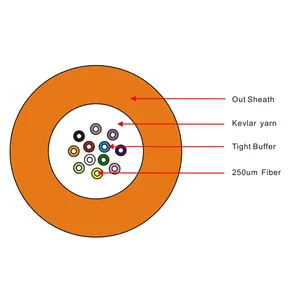 FTTH 실내 12 코어 광섬유 케이블 OM3/광섬유 분배 케이블