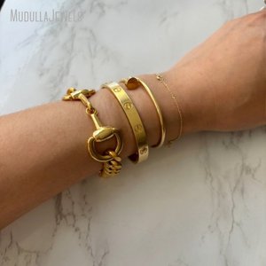 <span class=keywords><strong>Bracelet</strong></span> chaîne en acier inoxydable bicolore BM51235 Link Silver & Gold Snaffle <span class=keywords><strong>Bit</strong></span> Chunky, bijoux géométriques équestres Horsebit - Product Image 5