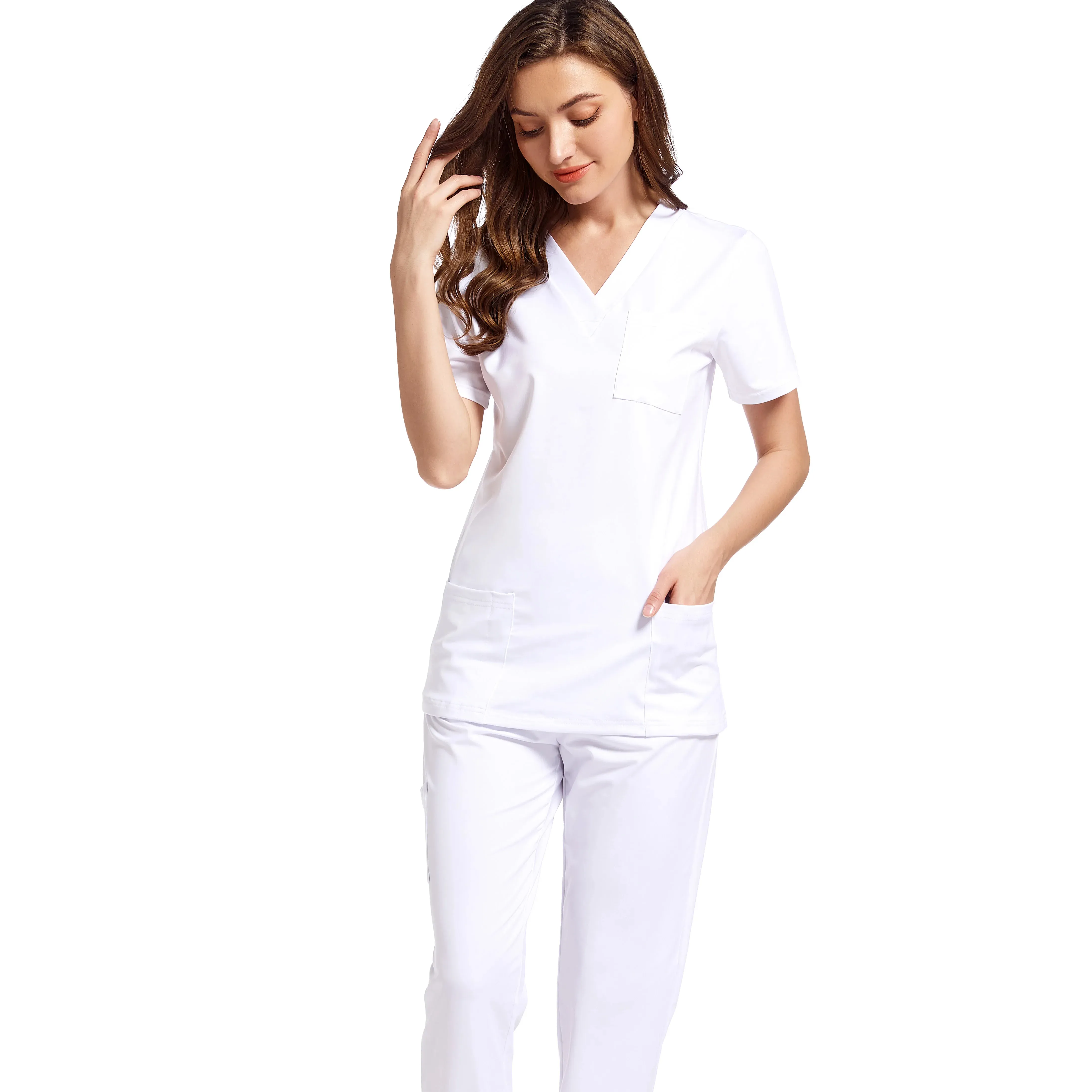 Srubs medical scrubs uniform nurse slit elastic and breathable men/women suit uniforms hospital healthcare nurse scrubs